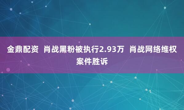金鼎配资  肖战黑粉被执行2.93万  肖战网络维权案件胜诉